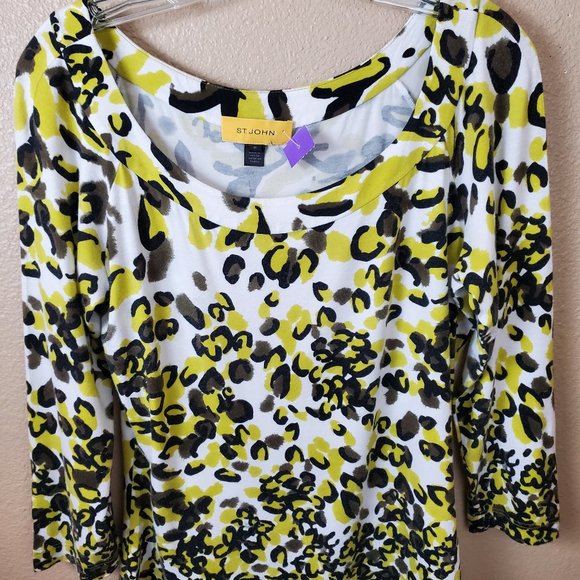 ST.JOHN Yellow Label 3/4 Sleeved Scoop Neck Top~Size M - Picture 7 of 8
